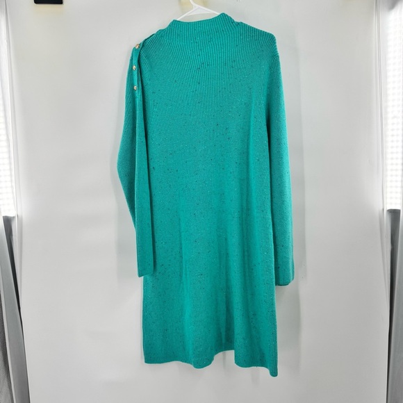 Talbots Blue Long Sleeve Mock Neck Sweater Dress SHAKER STITCH TWEED size XL - Picture 4 of 11